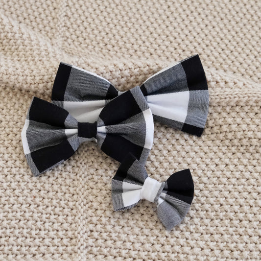 Black Plaid Bow Tie