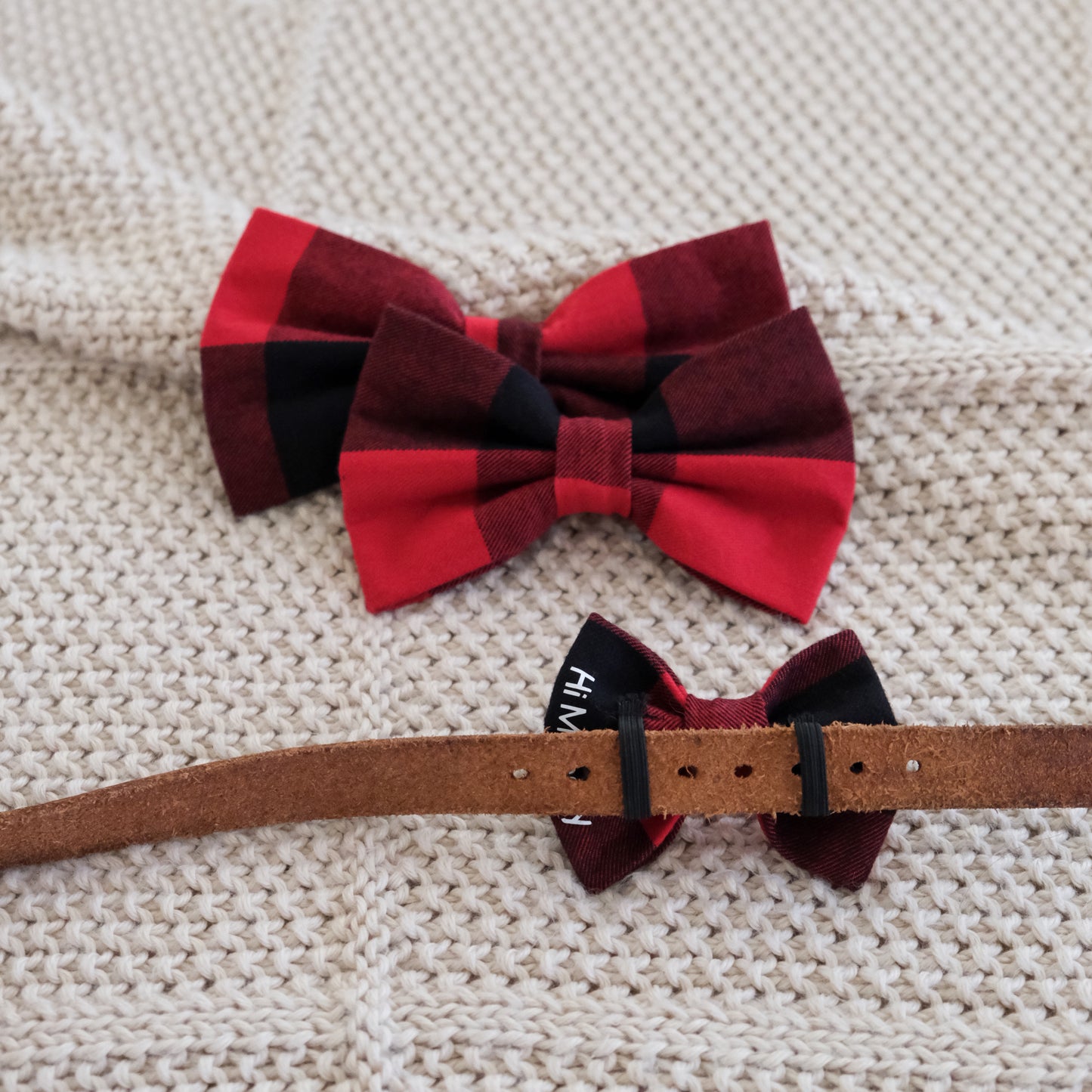 Red Plaid Bow Tie