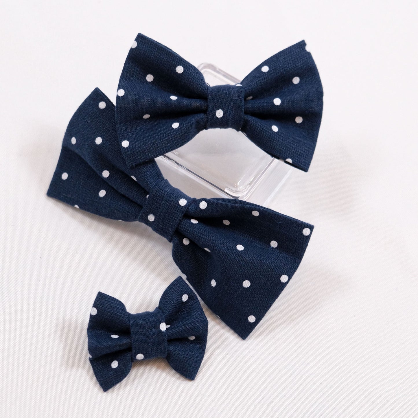 Navy Blue Dots Bow Tie