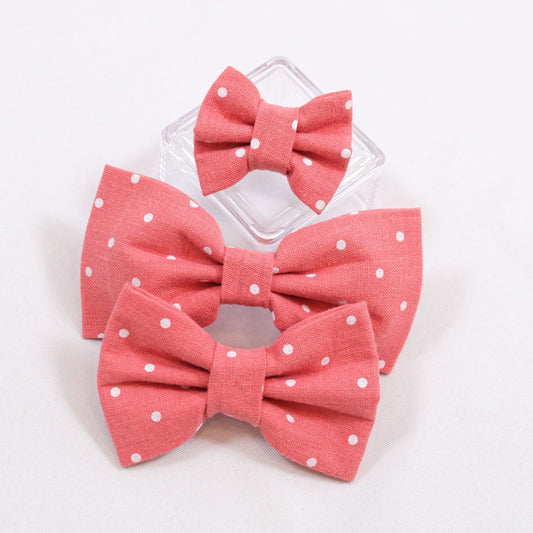 Coral Dots Bow Tie